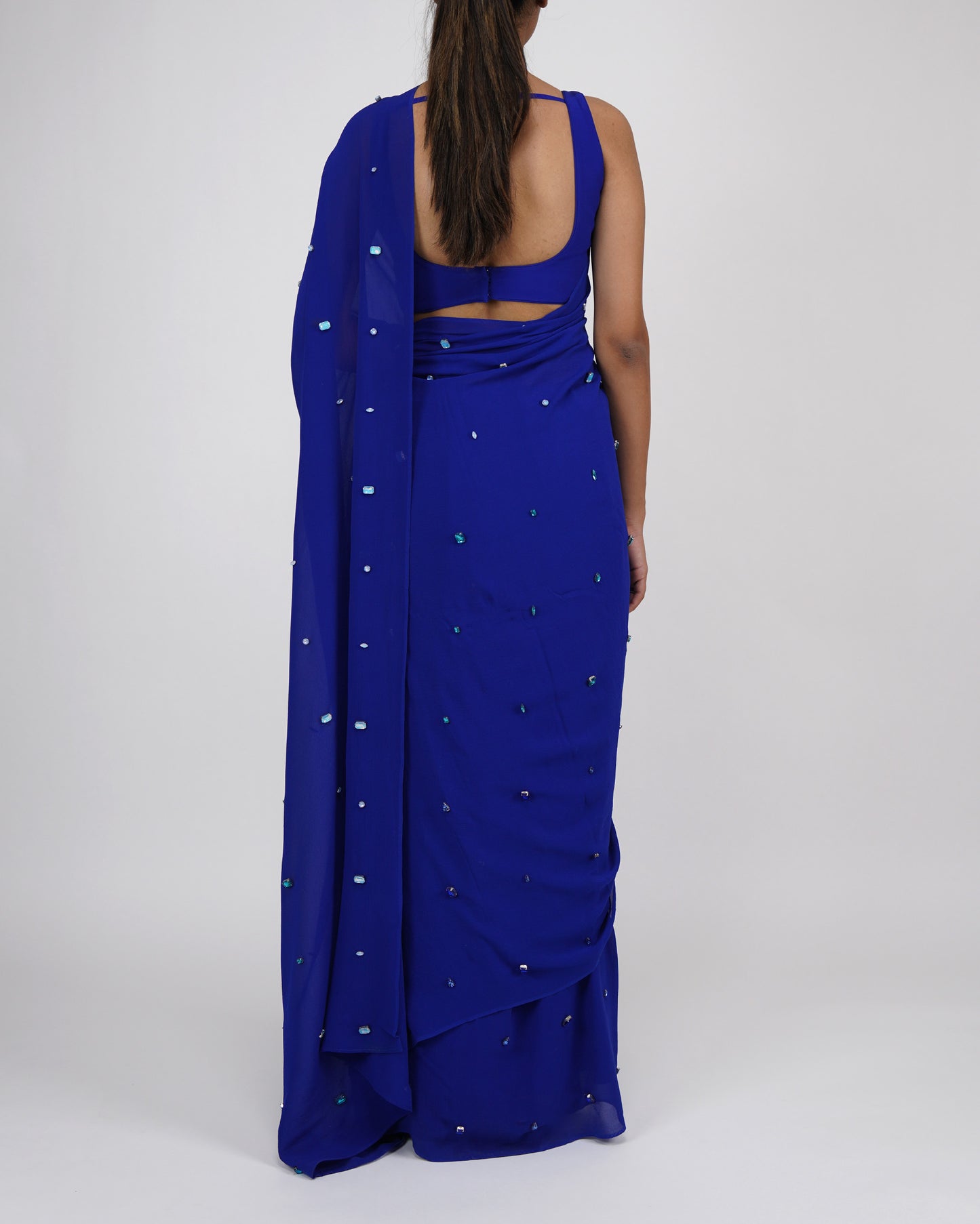 Embellished Sari (Blue)