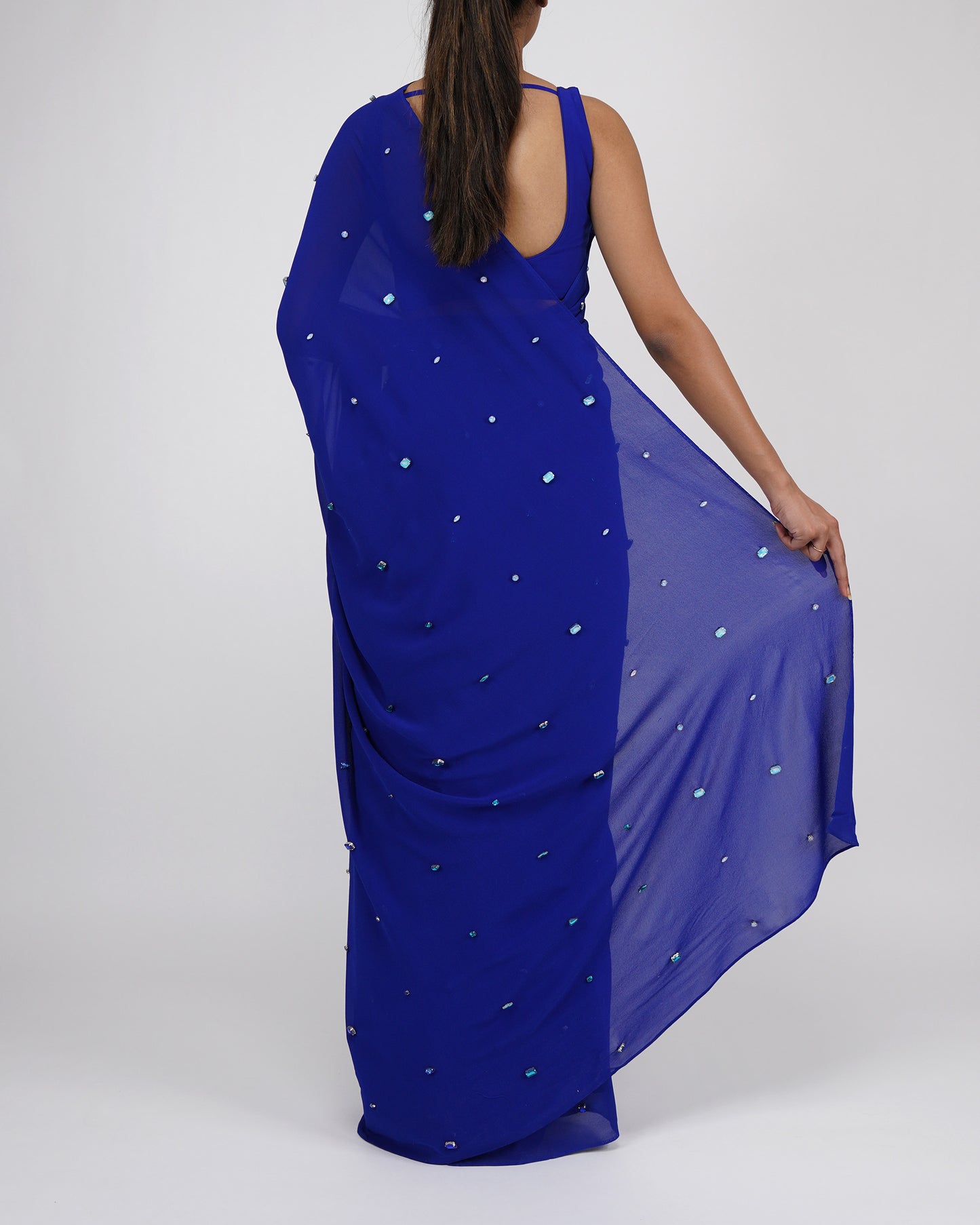 Embellished Saree (Blue)