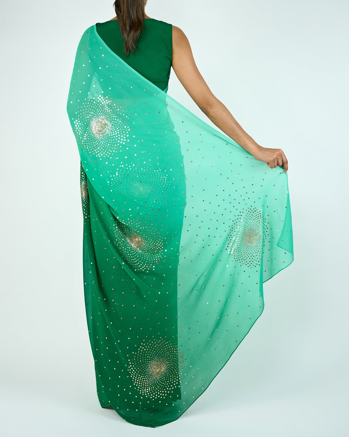 Sequins Chakkar Saree (Green Shaded)