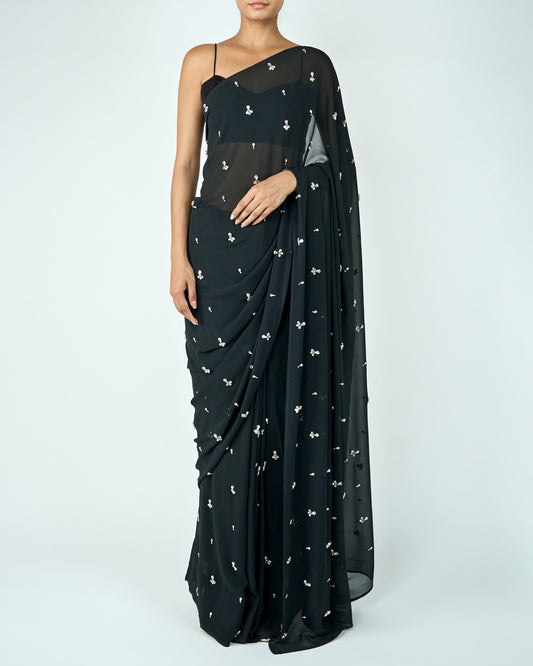 Embellished Saree (Black)