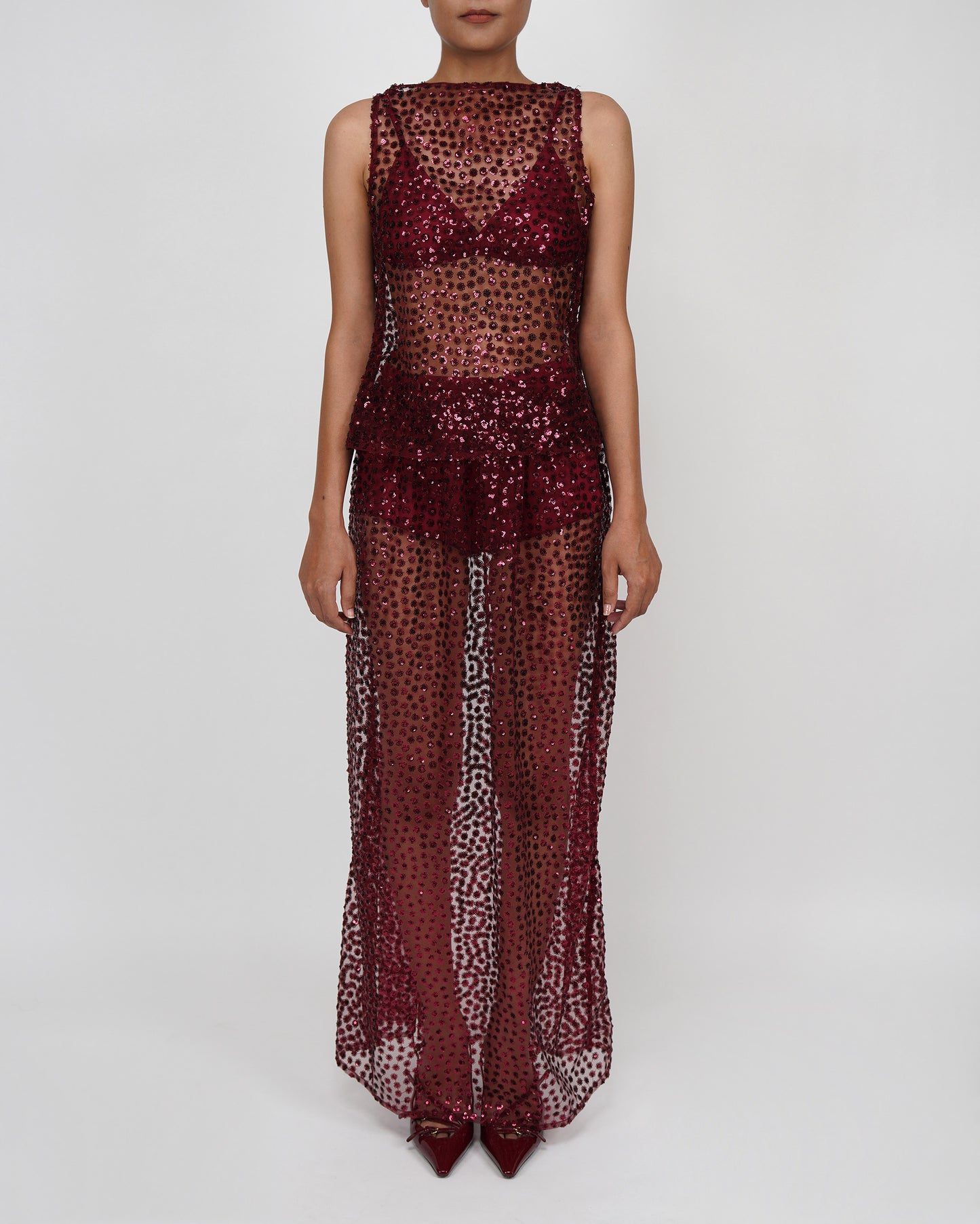 Star Sequins Skirt (Maroon)