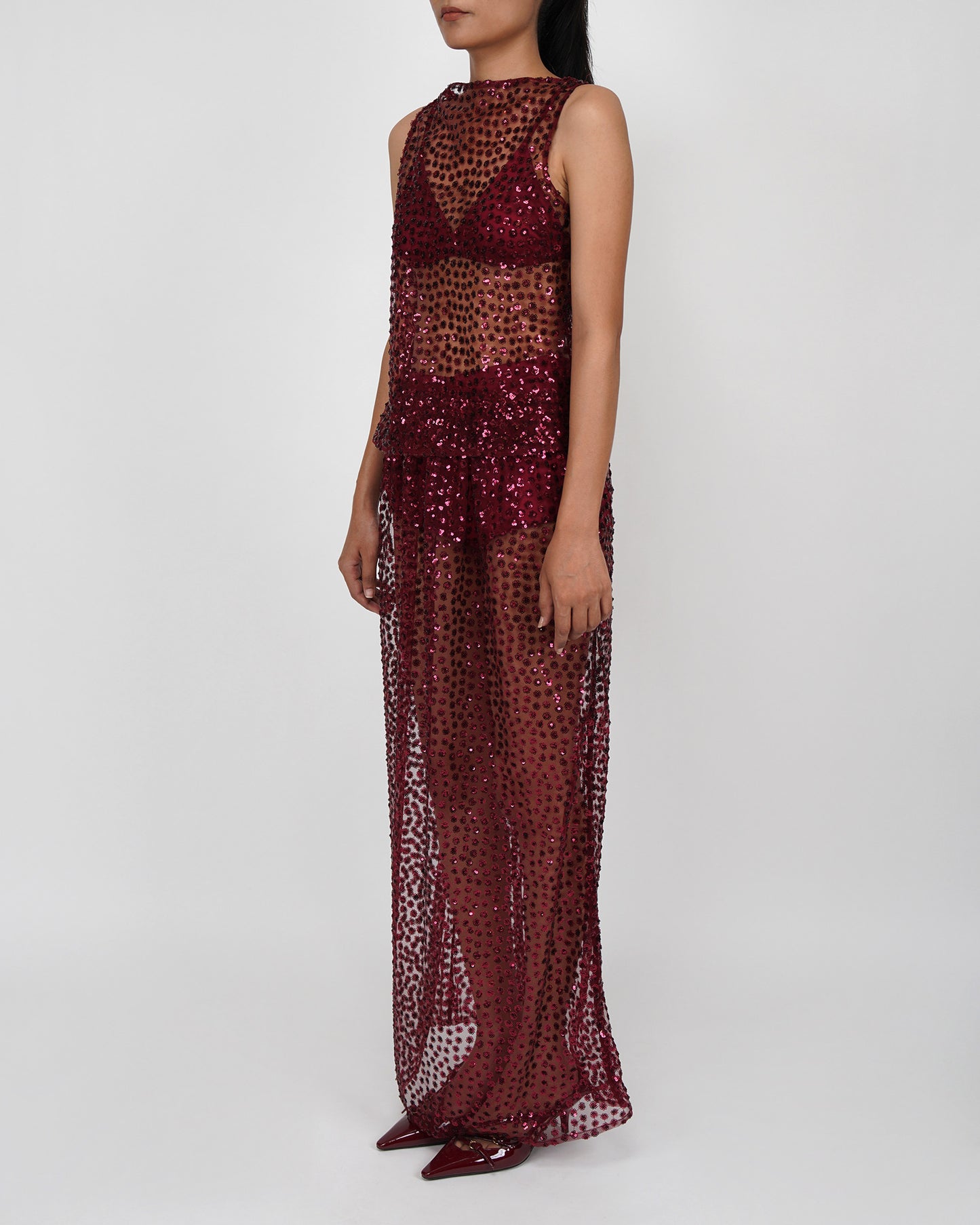 Star Sequins Skirt (Maroon)