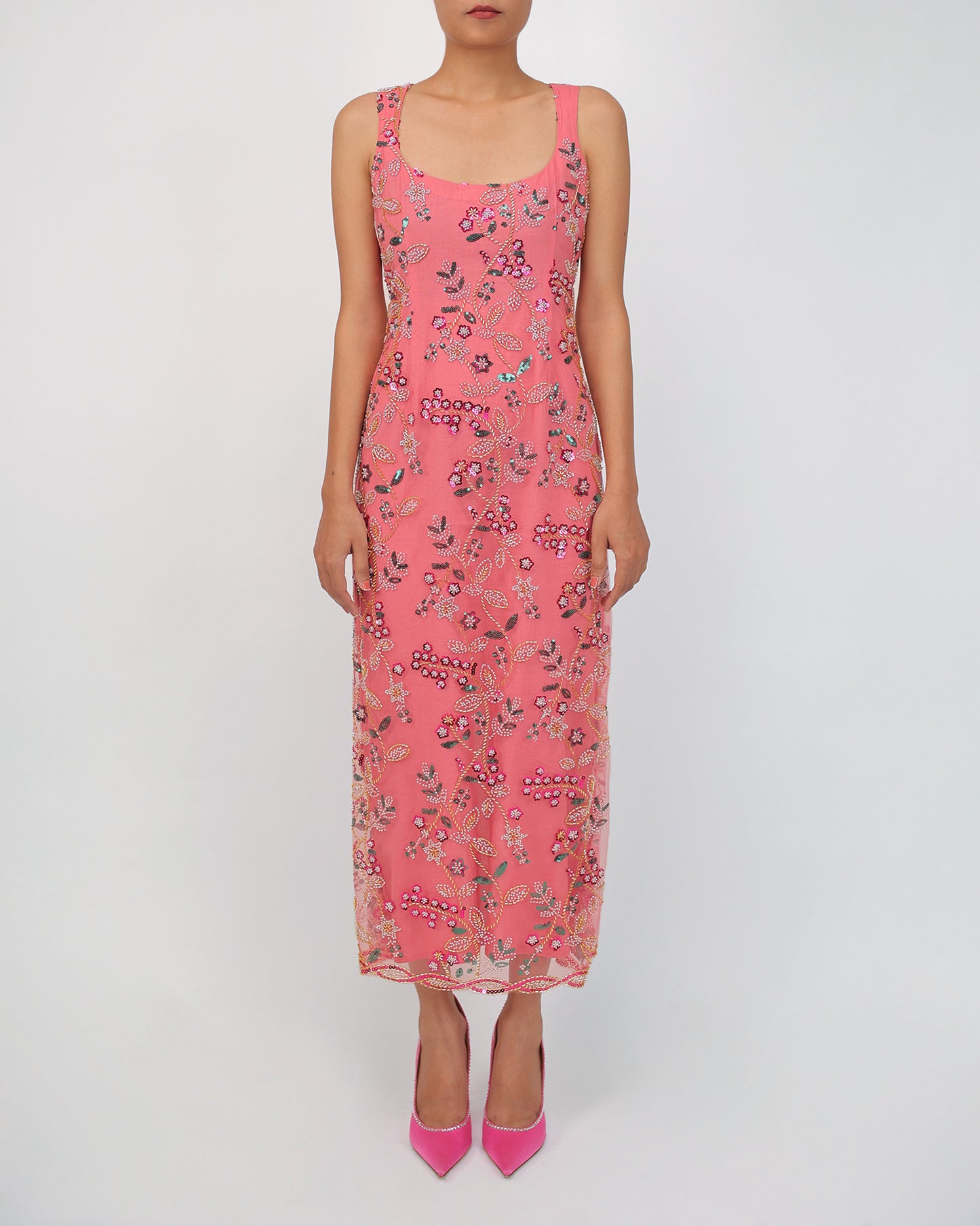 Embellished Long Dress (Peach)