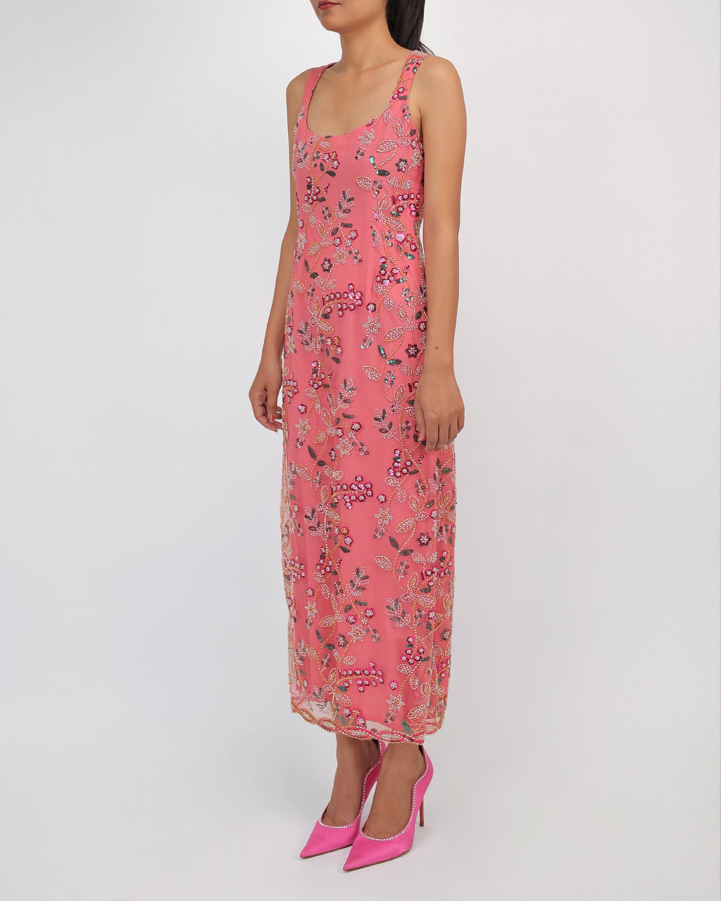 Embellished Long Dress (Peach)