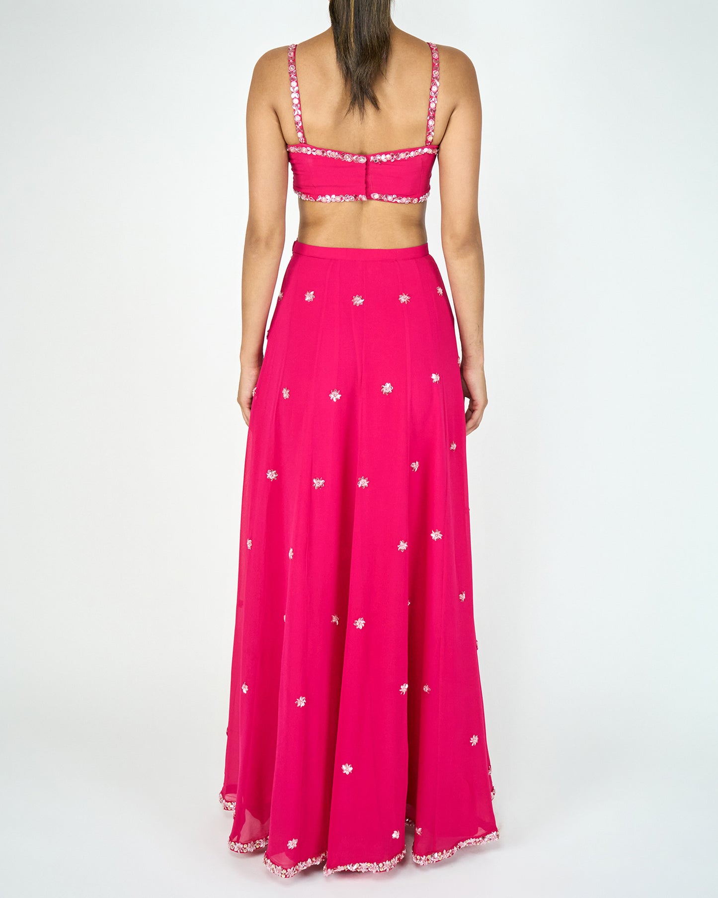 Flower Petal Lehenga Set (Hot Pink)