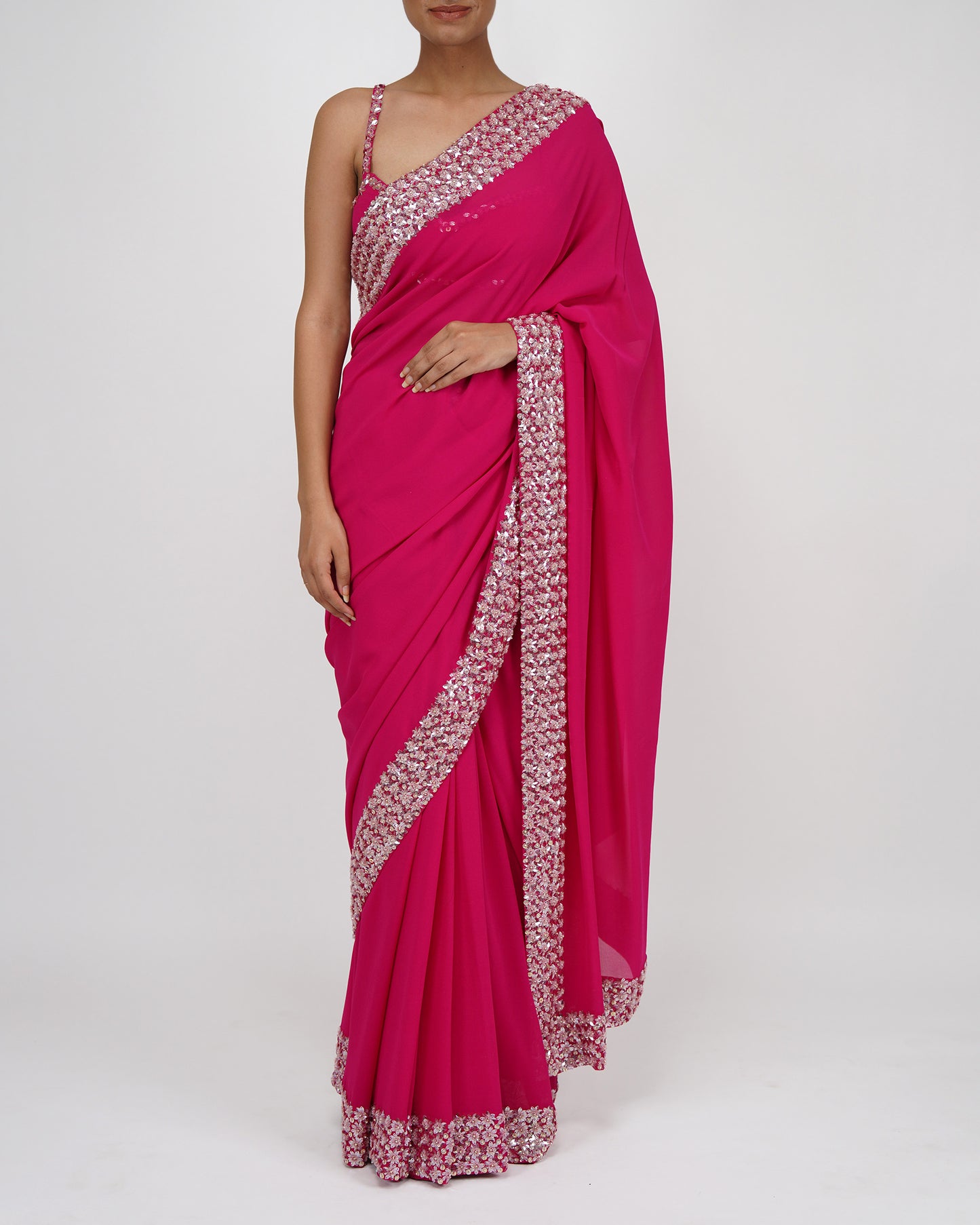 Flower Petal Sari (Hot Pink)