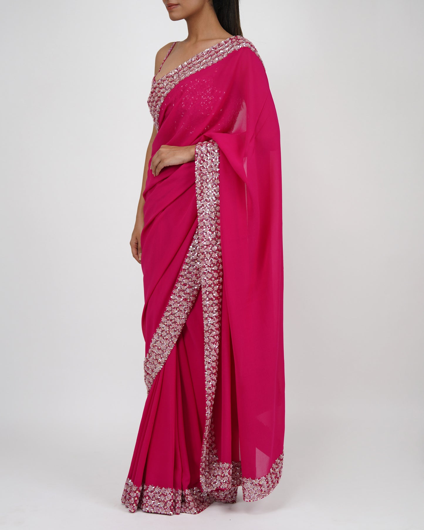 Flower Petal Sari (Hot Pink)