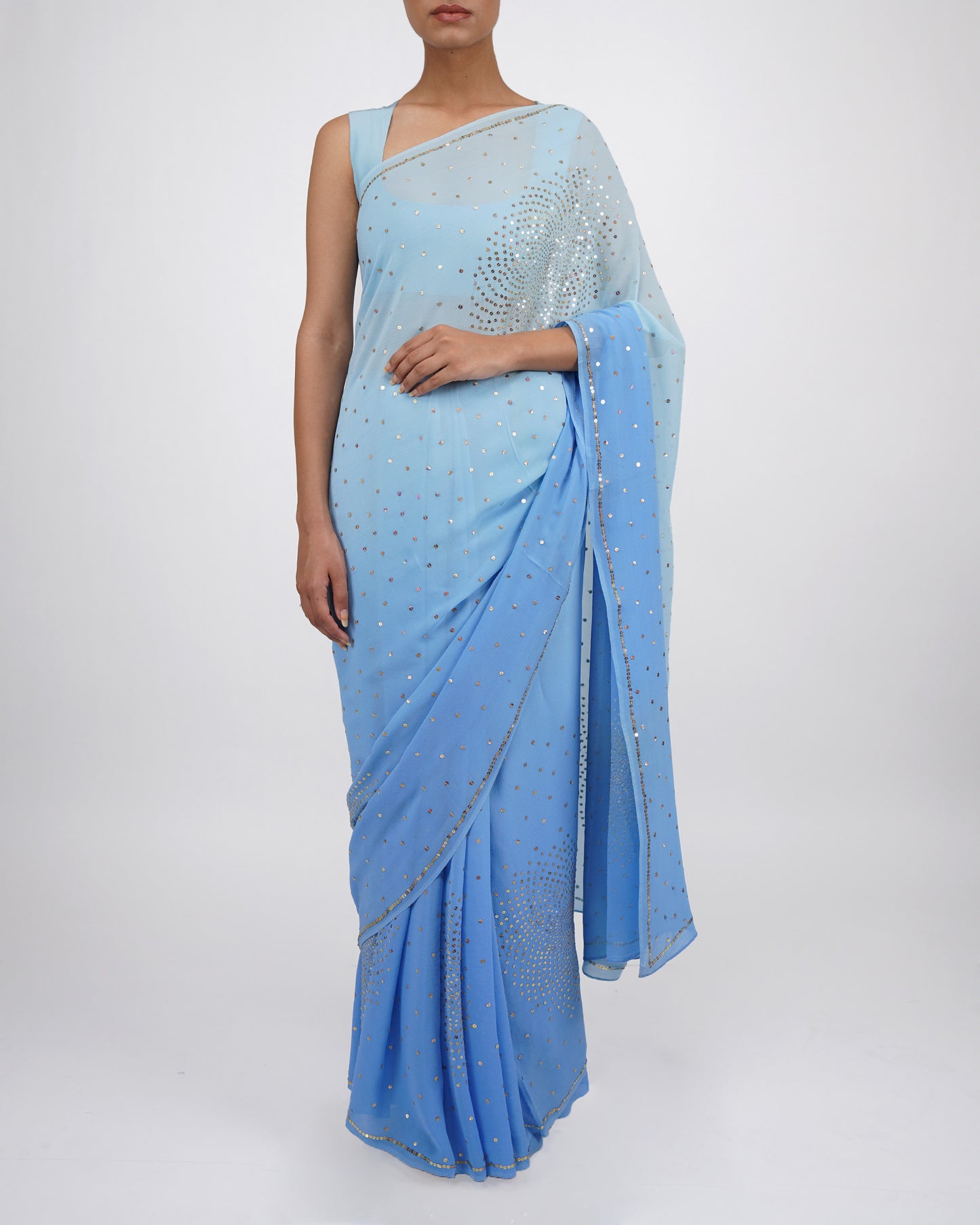 Sequins Chakkar Sari (Blue)