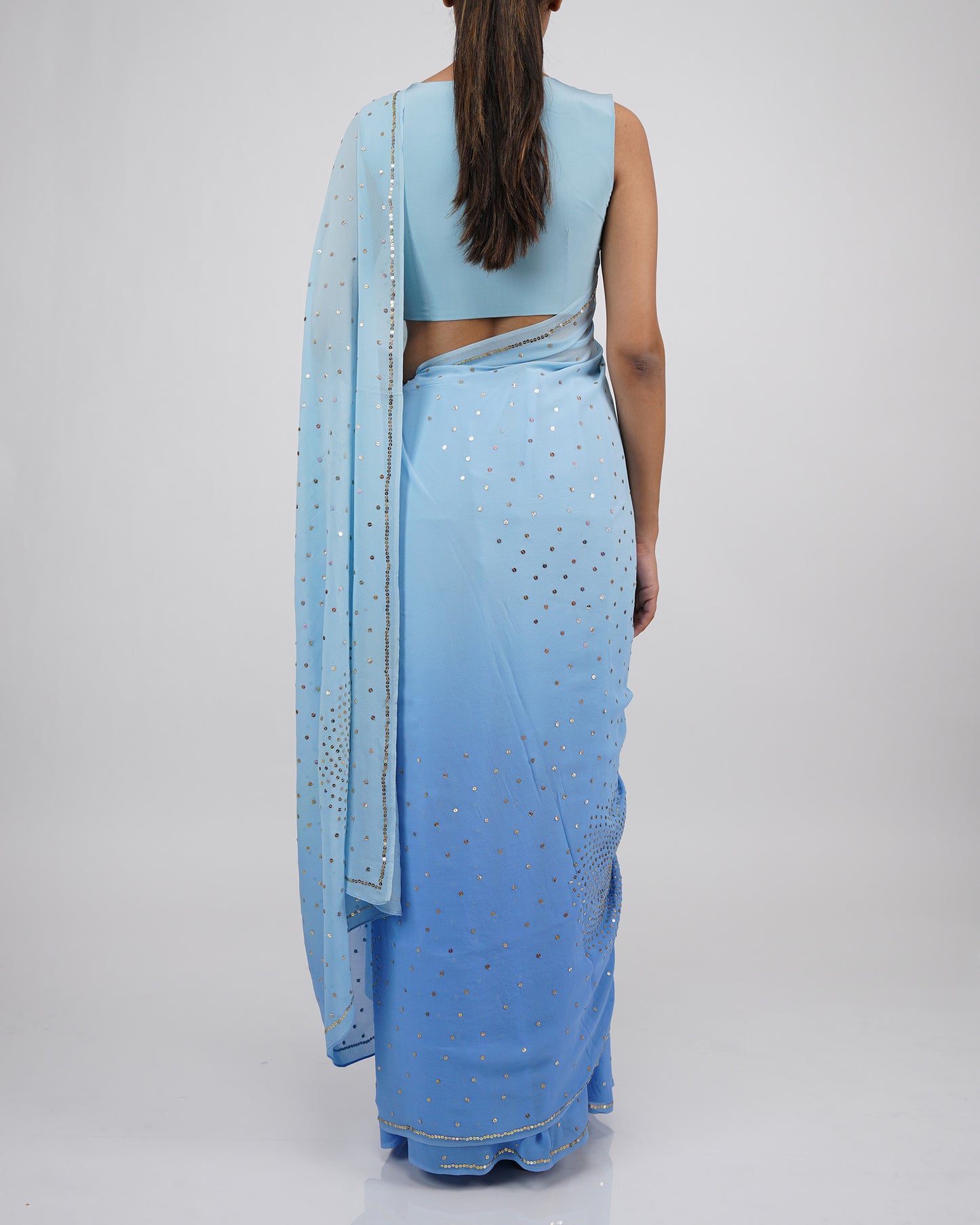 Sequins Chakkar Sari (Blue)