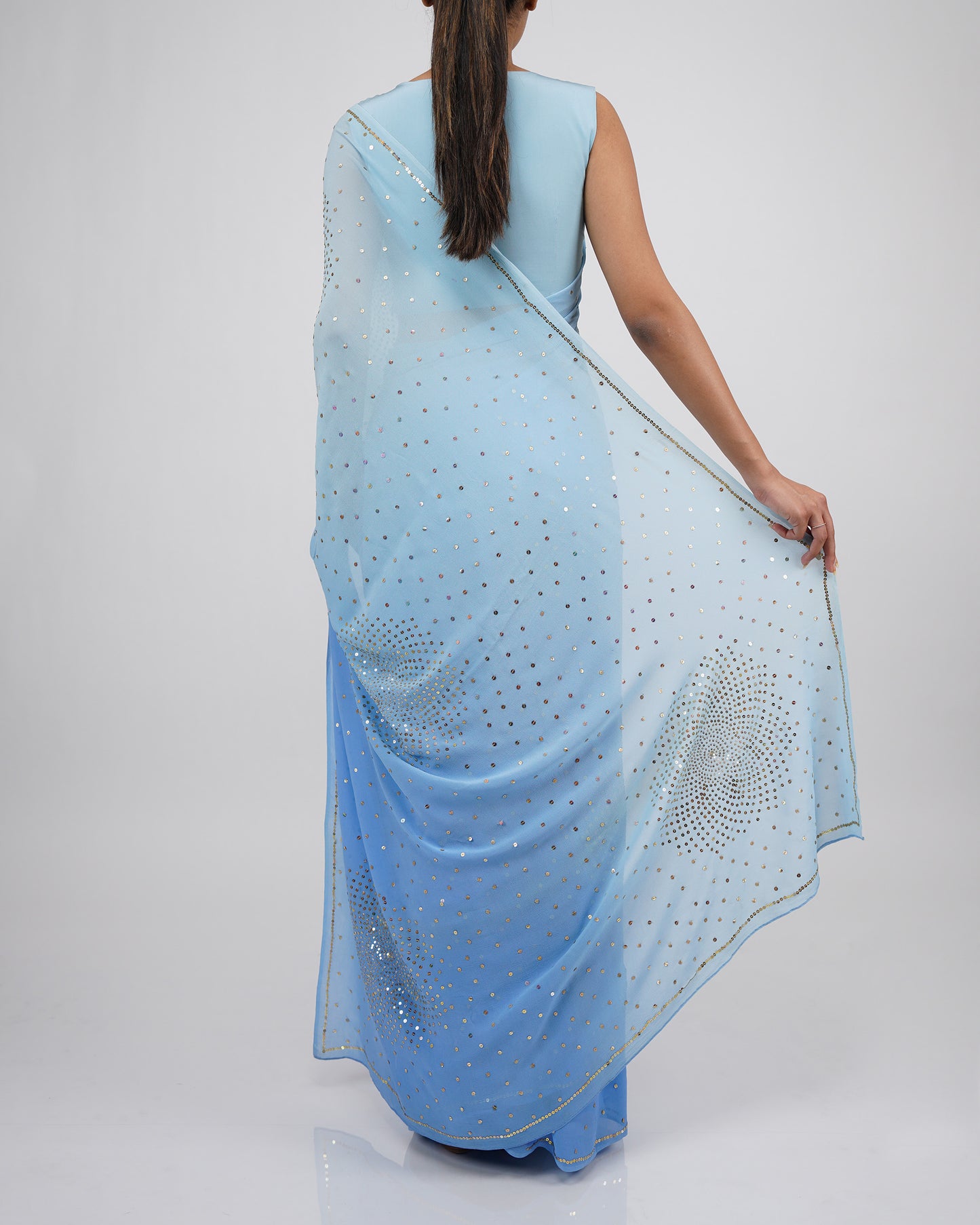 Sequins Chakkar Sari (Blue)