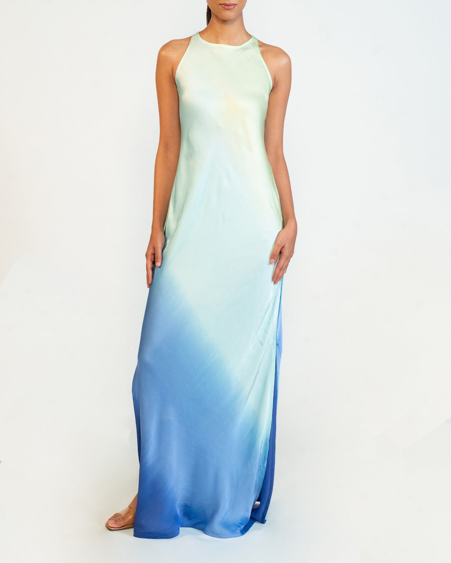 Cape Dress- Green & Blue