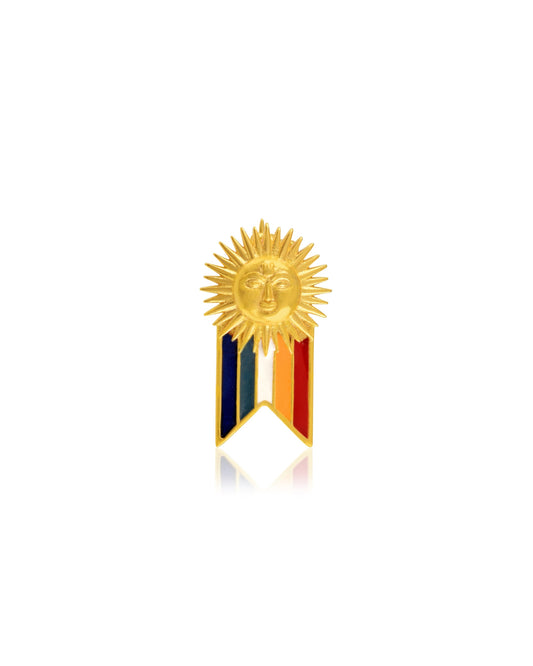 Gold Plated Pachranga Sun Emblem Brooch