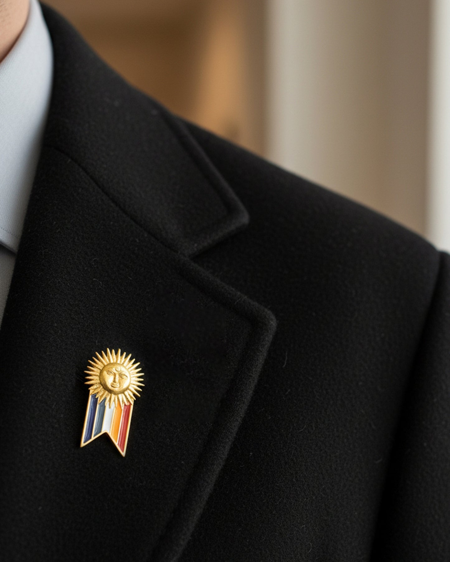 Gold Plated Pachranga Sun Emblem Brooch