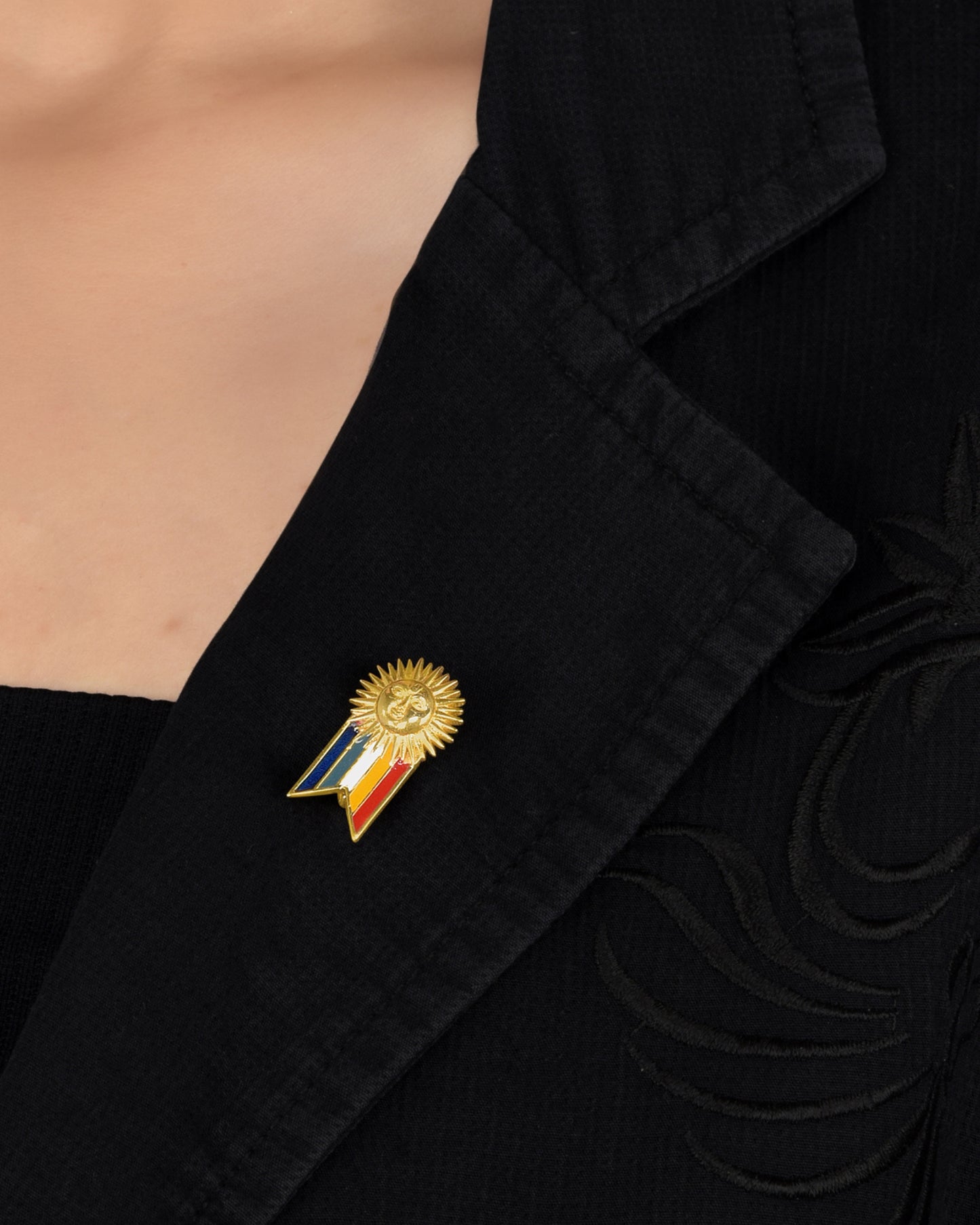 Gold Plated Pachranga Sun Emblem Brooch