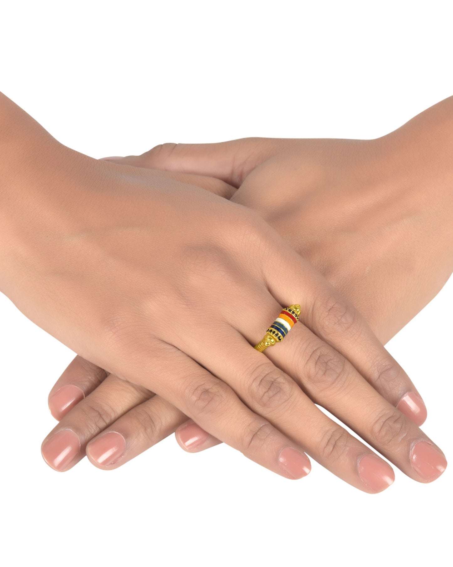 Gold Plated Pachranga Cylin Ring