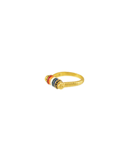 Gold Plated Pachranga Cylin Ring