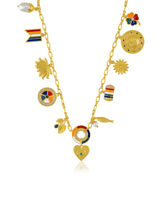 Pachranga Multi charm linking necklace