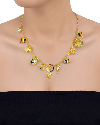 Pachranga Multi charm linking necklace