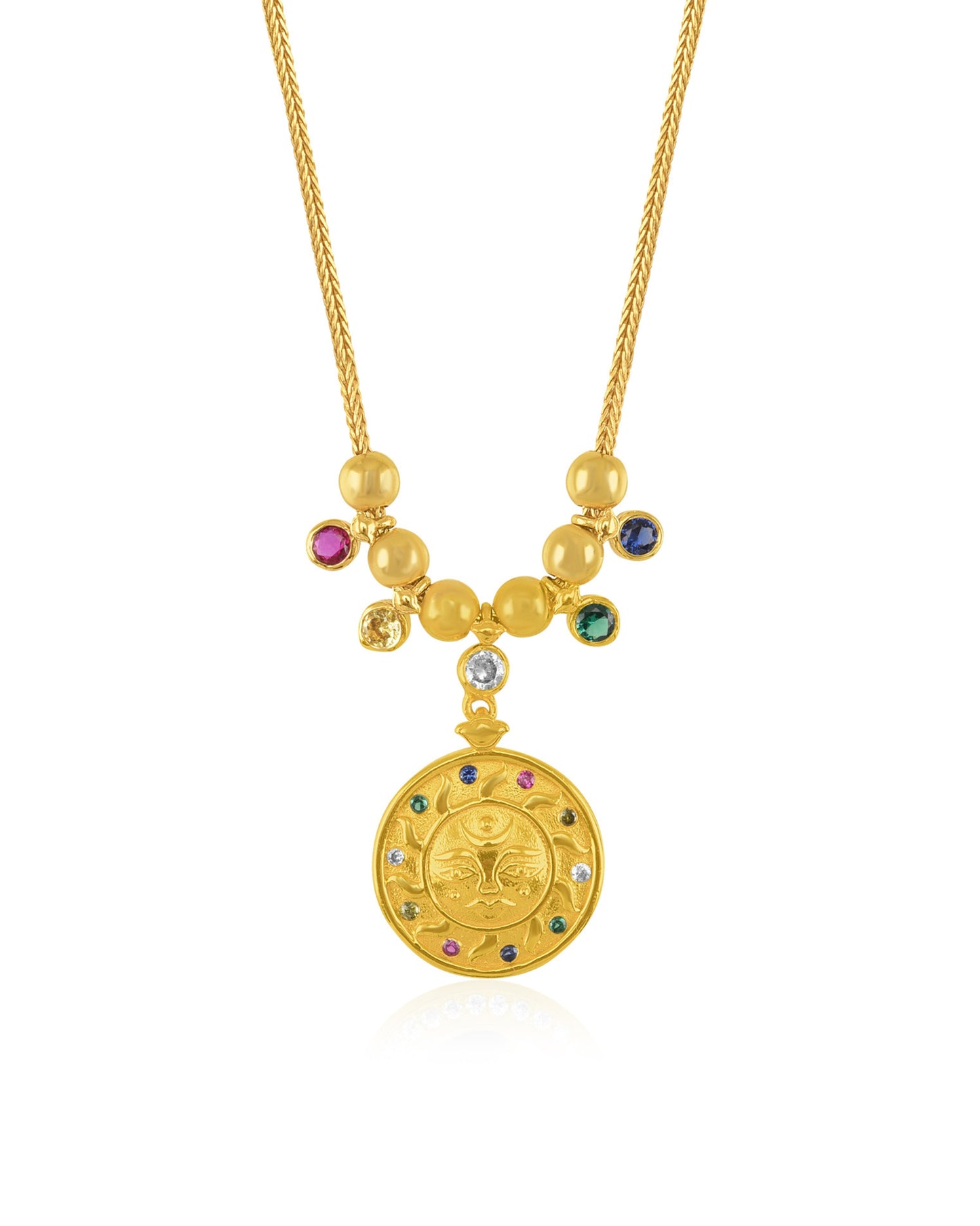 Gold Plated Pachranga Sun Emblem Pendant with chain