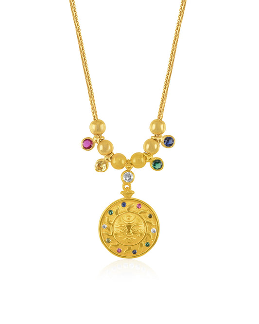 Gold Plated Pachranga Sun Emblem Pendant with chain