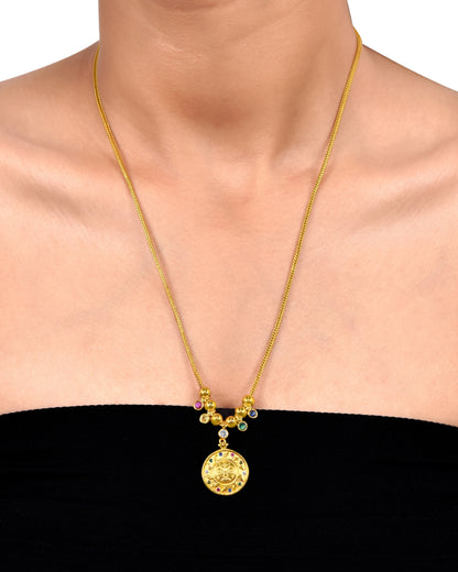 Gold Plated Pachranga Sun Emblem Pendant with chain