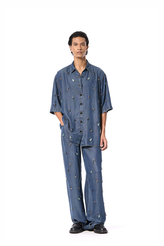 'DUSKEI' EMBELLISHED DENIM SHIRT
