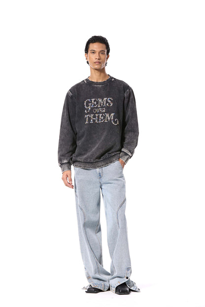 'GEMS OVER THEM' EMBELLISHED SWEATSHIRT