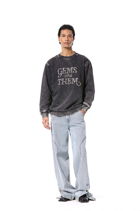 'GEMS OVER THEM' EMBELLISHED SWEATSHIRT