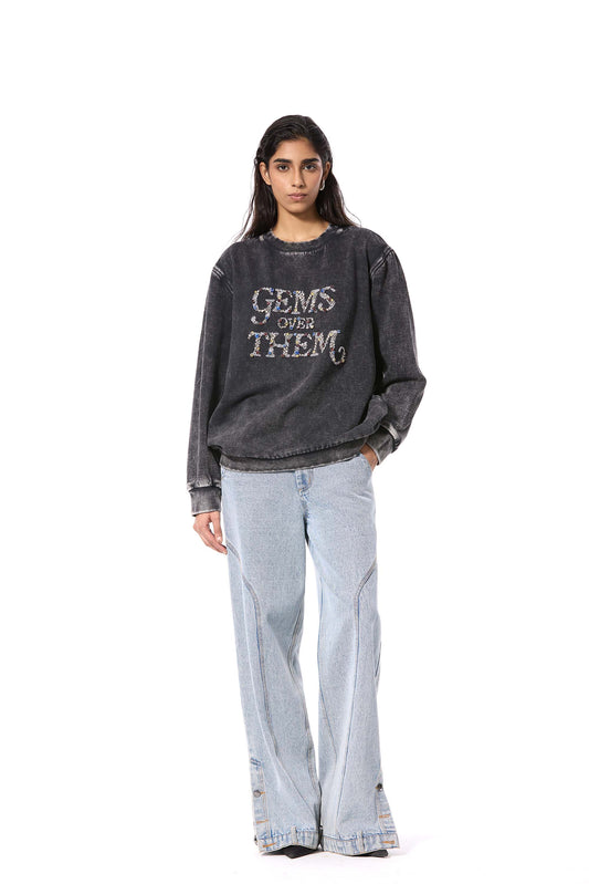 'GEMS OVER THEM' EMBELLISHED SWEATSHIRT