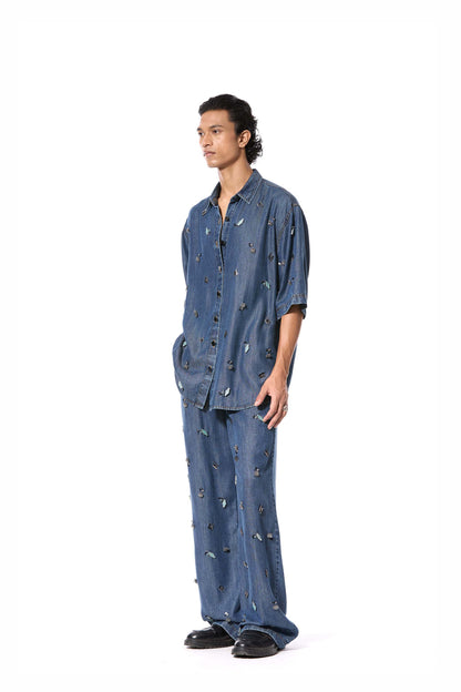 'DUSKEI' EMBELLISHED DENIM PANTS