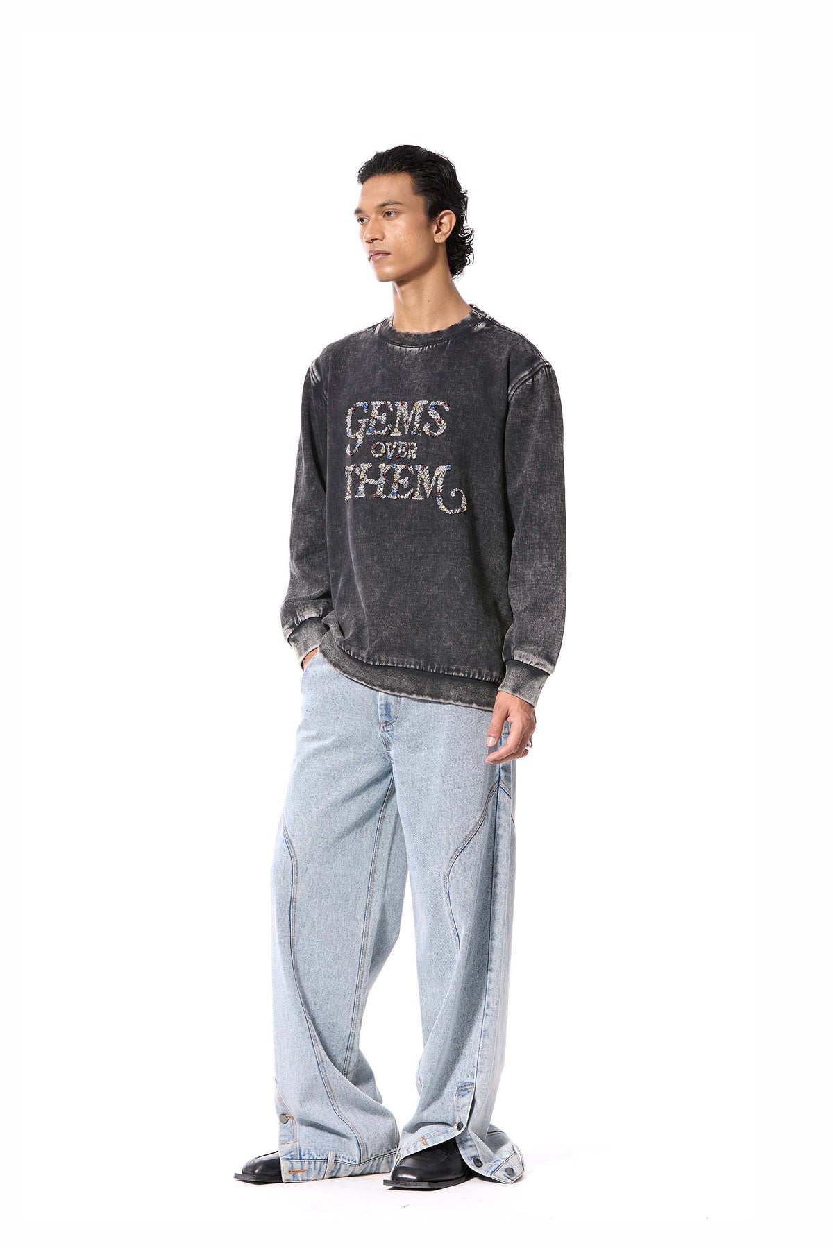 'GEMS OVER THEM' EMBELLISHED SWEATSHIRT
