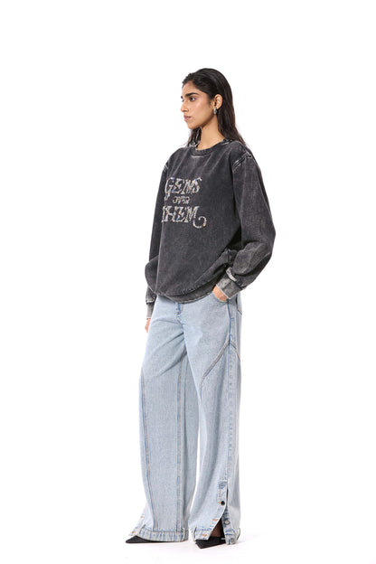 'GEMS OVER THEM' EMBELLISHED SWEATSHIRT