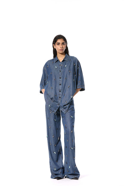 'DUSKEI' EMBELLISHED DENIM PANTS