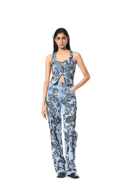 'PAISFLARE' EMBELLISHED DENIM PANTS