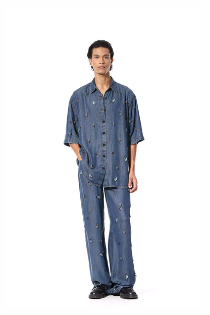 'DUSKEI' EMBELLISHED DENIM PANTS