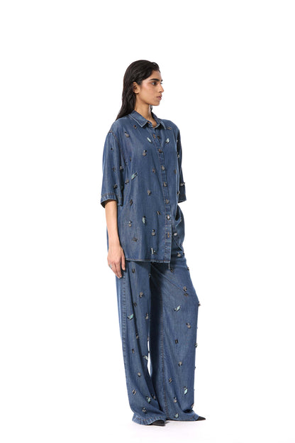 'DUSKEI' EMBELLISHED DENIM PANTS