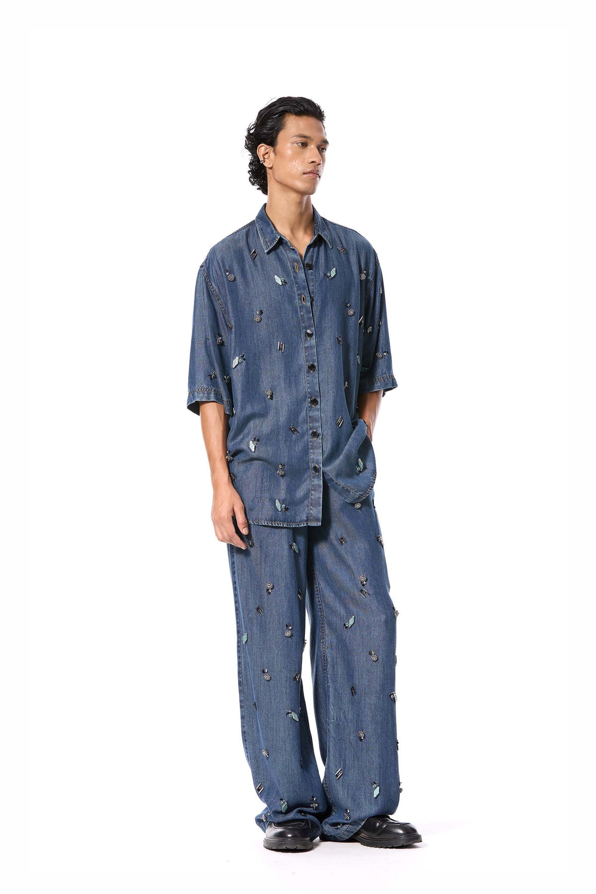'DUSKEI' EMBELLISHED DENIM PANTS