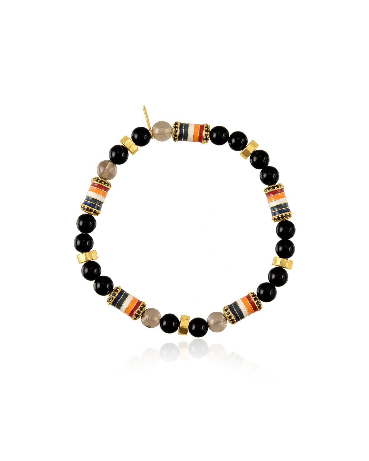 Gold Plated Pachranga Black Beads Bracelet