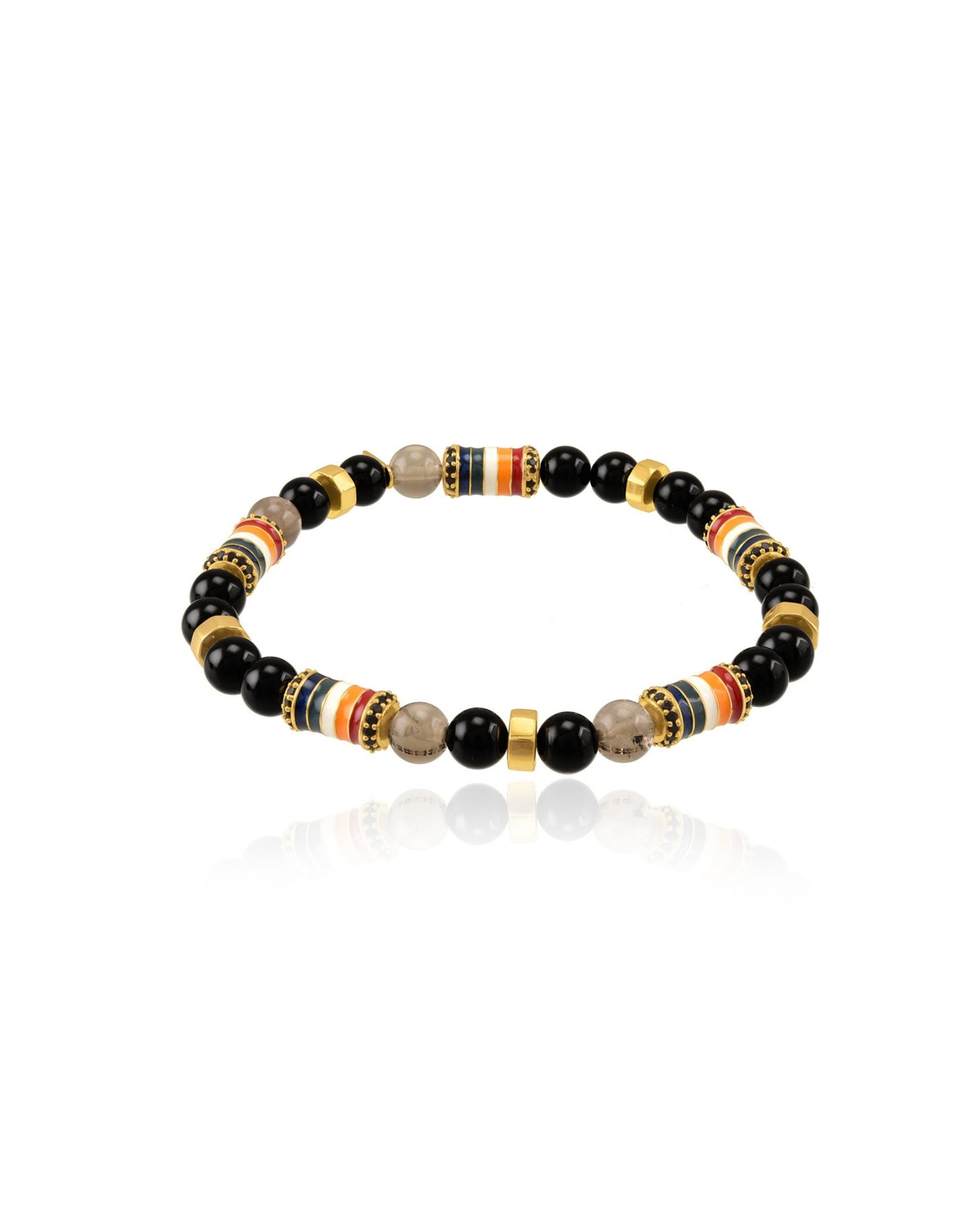 Gold Plated Pachranga Black Beads Bracelet