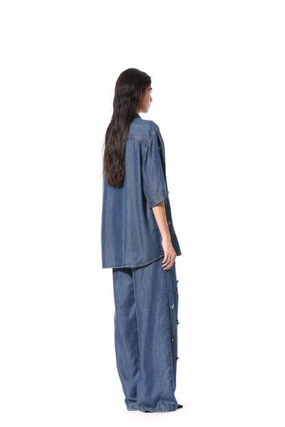 'DUSKEI' EMBELLISHED DENIM SHIRT
