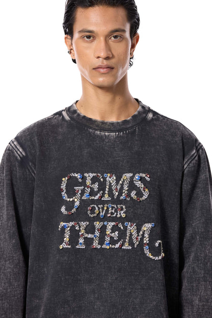 'GEMS OVER THEM' EMBELLISHED SWEATSHIRT