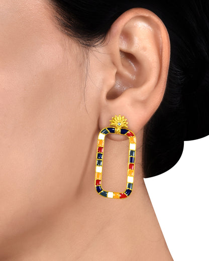 Pachranga rectangular shape earring