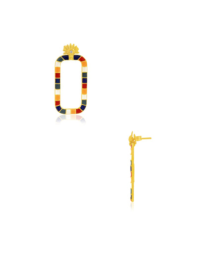 Pachranga rectangular shape earring
