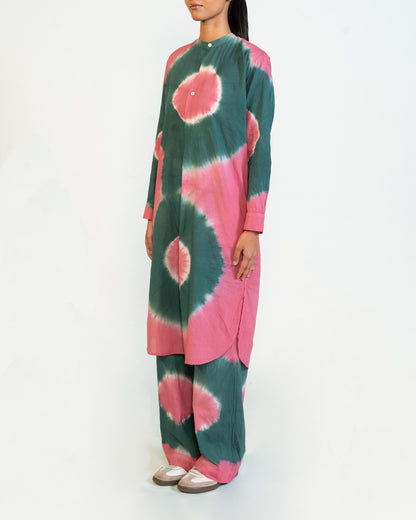 Pink & Green Kurta Pant Set