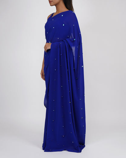 Embellished Sari (Blue)