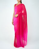 Sequins Chakkar Saree- Pink & Red Shaded