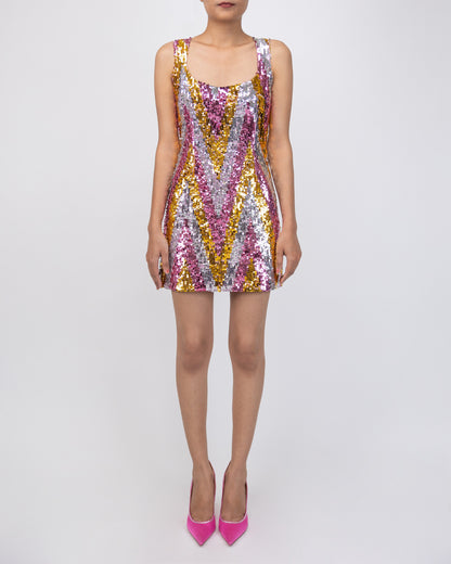 Chevron sequins Mini Dress