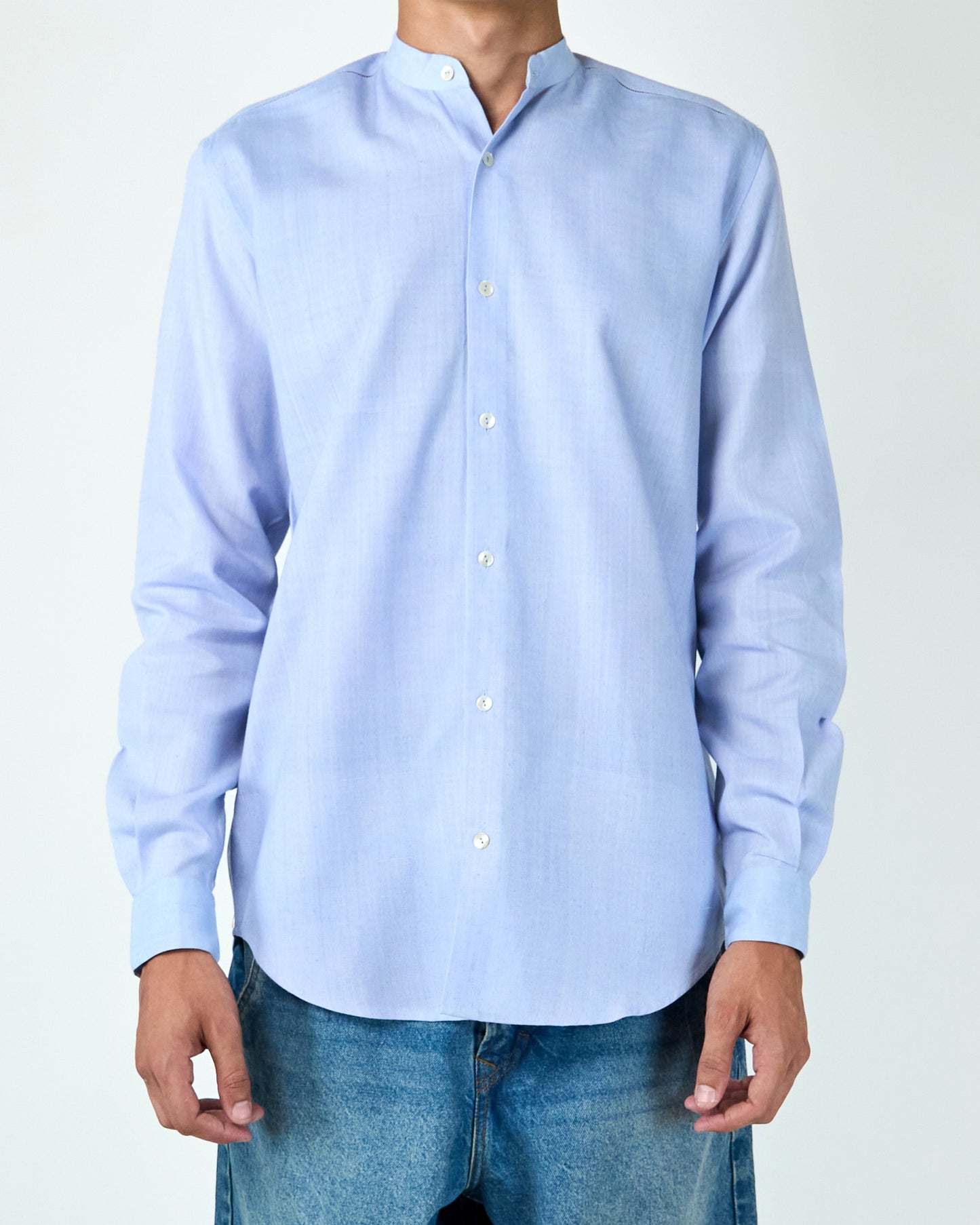 Chinese Collar Shirt (Light Blue)