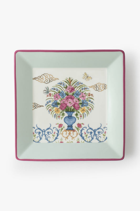 Jaipur Rose Guldasta Square Plate