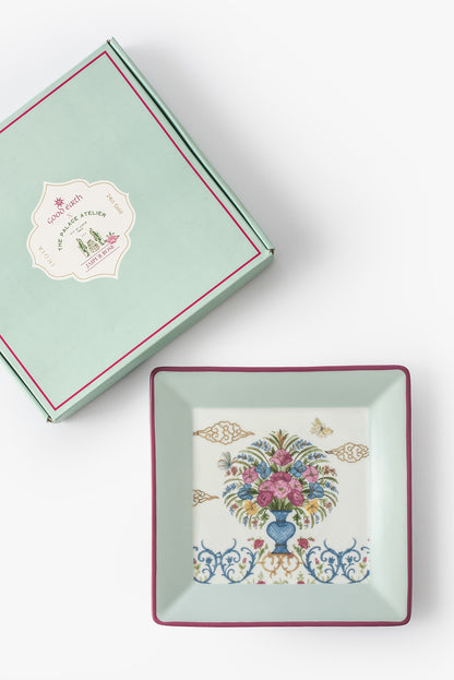 Jaipur Rose Guldasta Square Plate